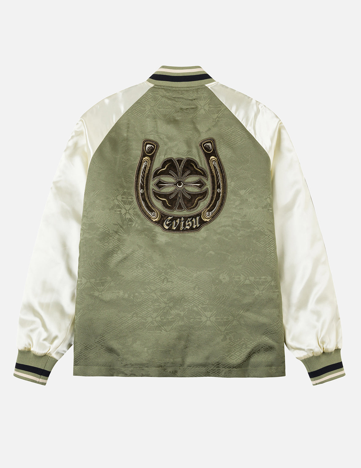 オールオーバージャカード パッド入りチャイナジャケット - グリーン