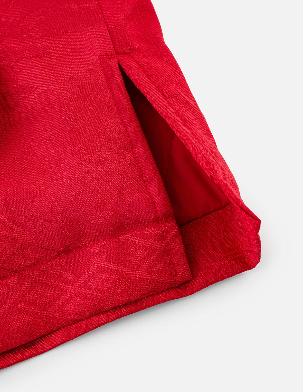 オールオーバージャカード パッド入りチャイナジャケット - レッド