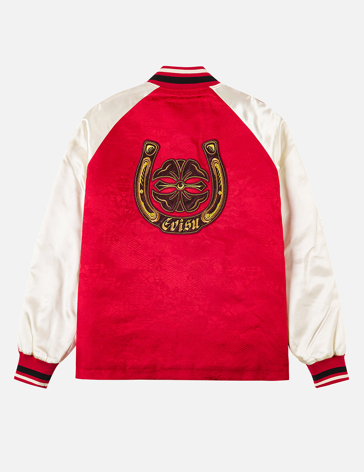 オールオーバージャカード パッド入りチャイナジャケット - レッド