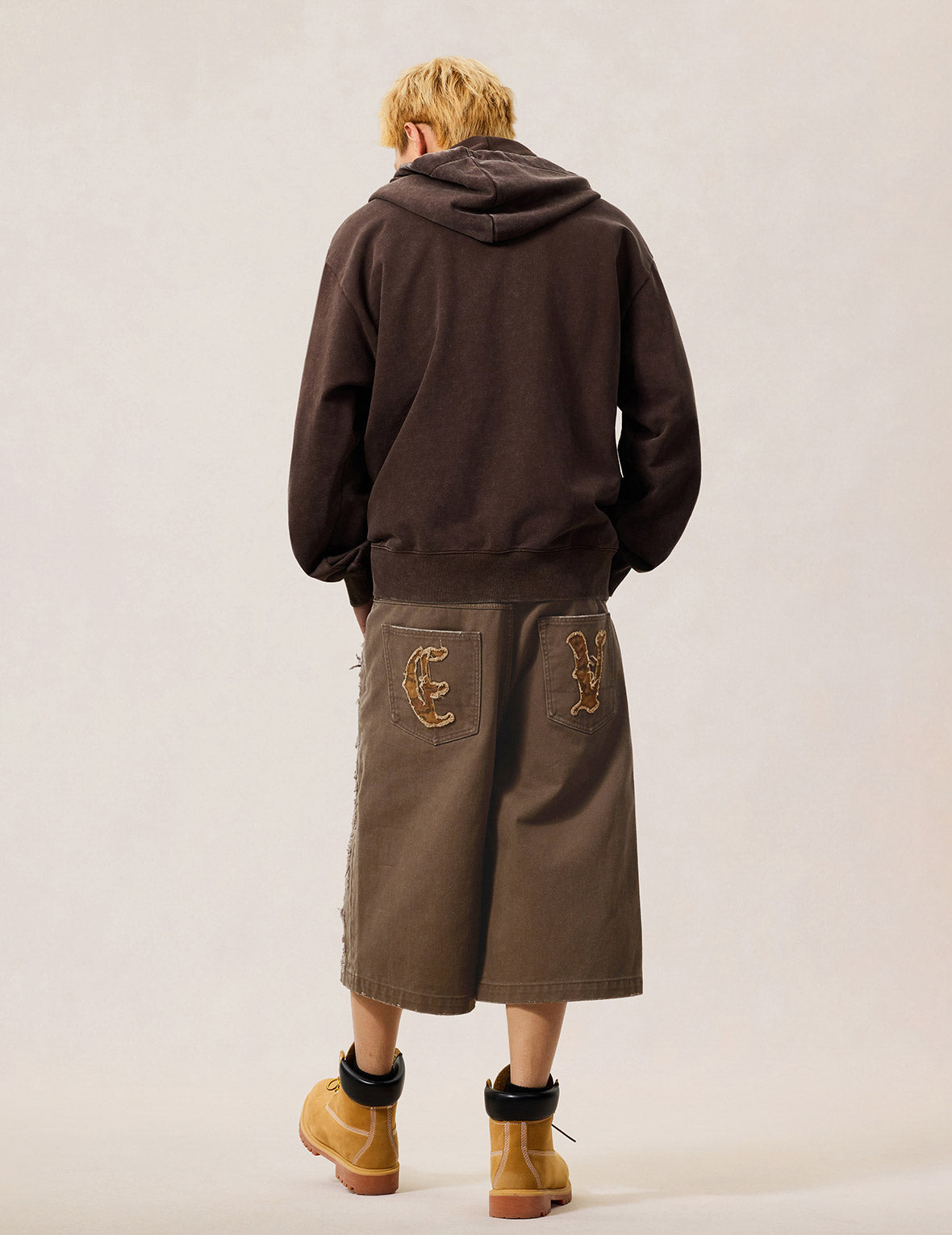 石垣迷彩パッチワーク デニムショーツ