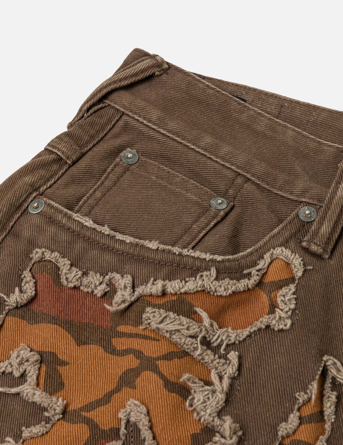 石垣迷彩パッチワーク デニムショーツ