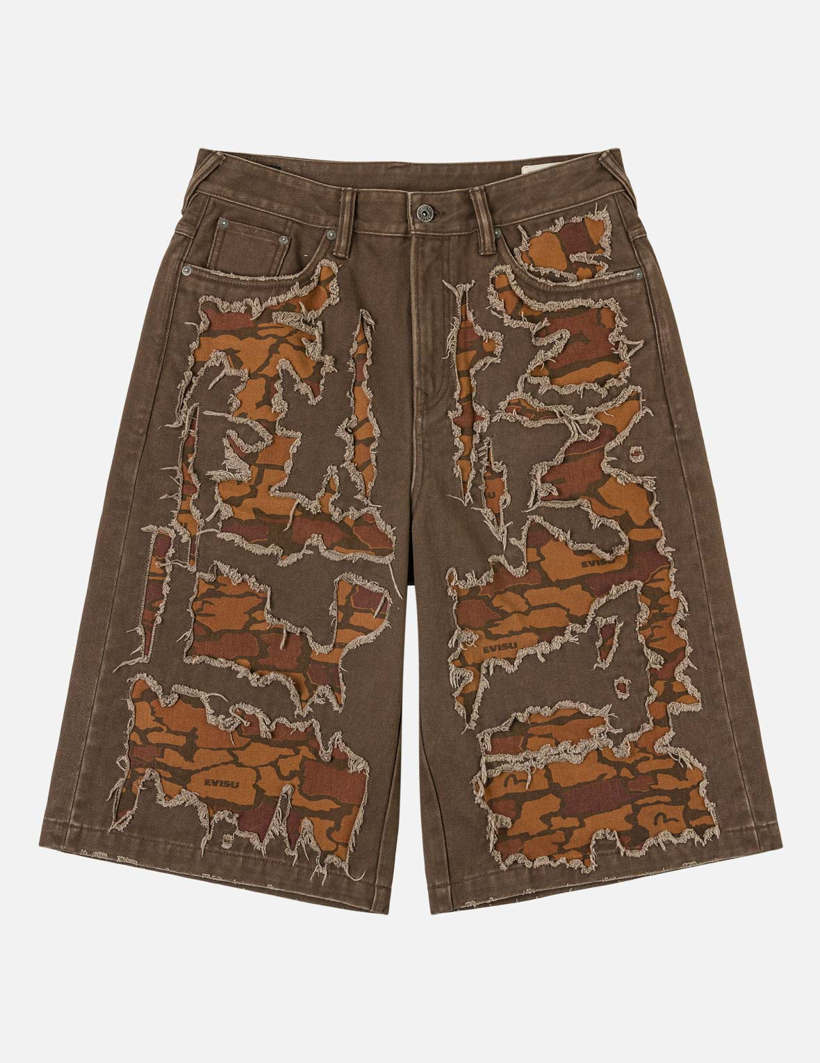 石垣迷彩パッチワーク デニムショーツ