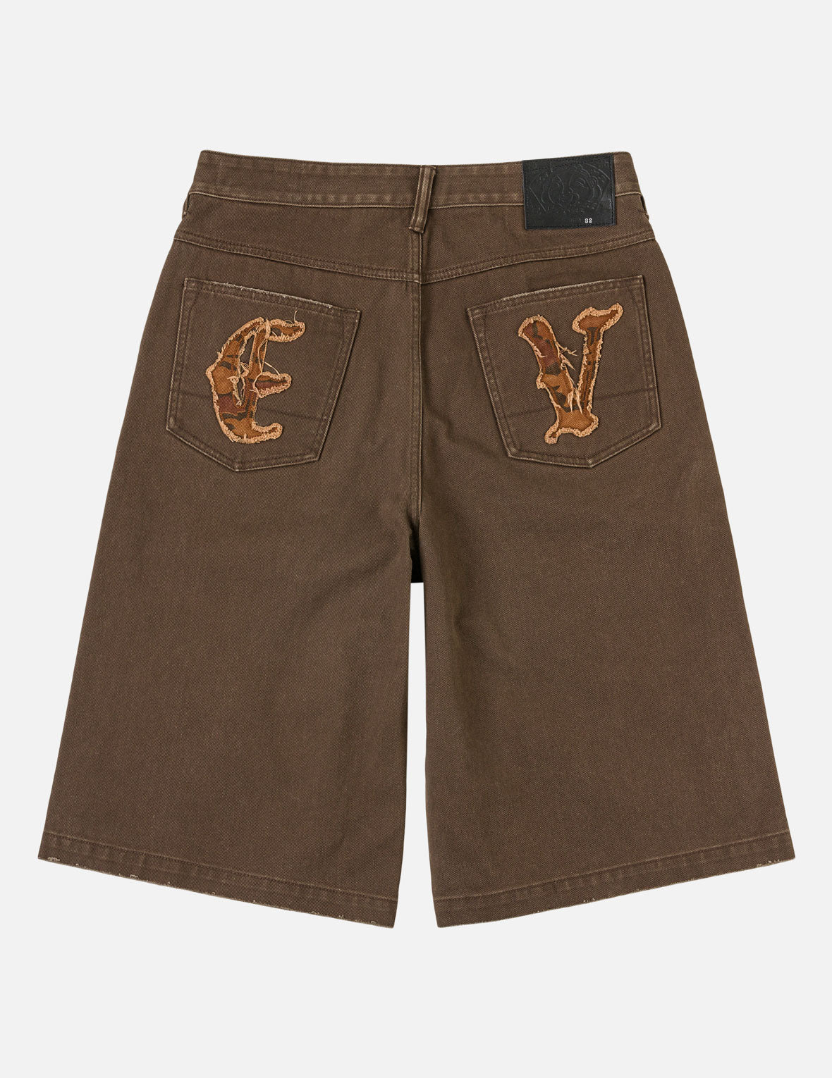 00s EVISU JEANS 石垣迷彩 ワイドデニムショートパンツ レア 石垣迷彩パッチワーク デニムショーツ – EVISU