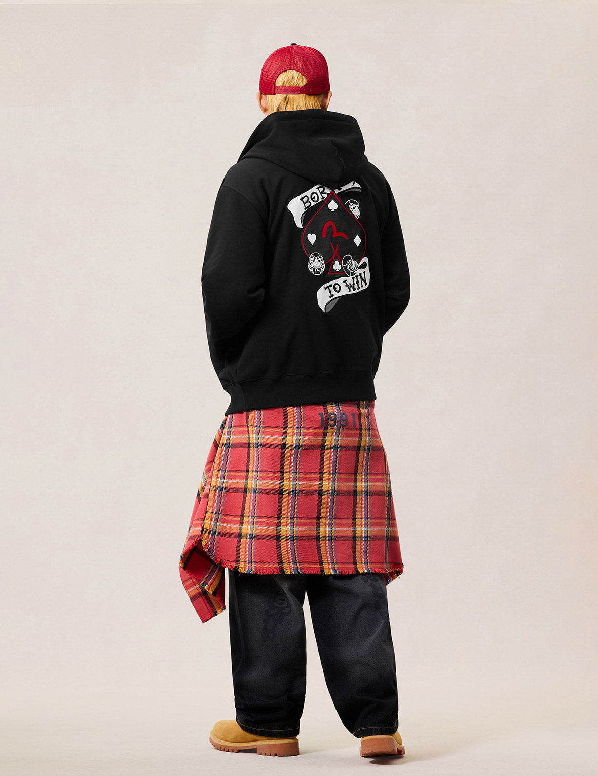 ポーカースペード刺繍 ジップアップフーディー - ブラック – EVISU