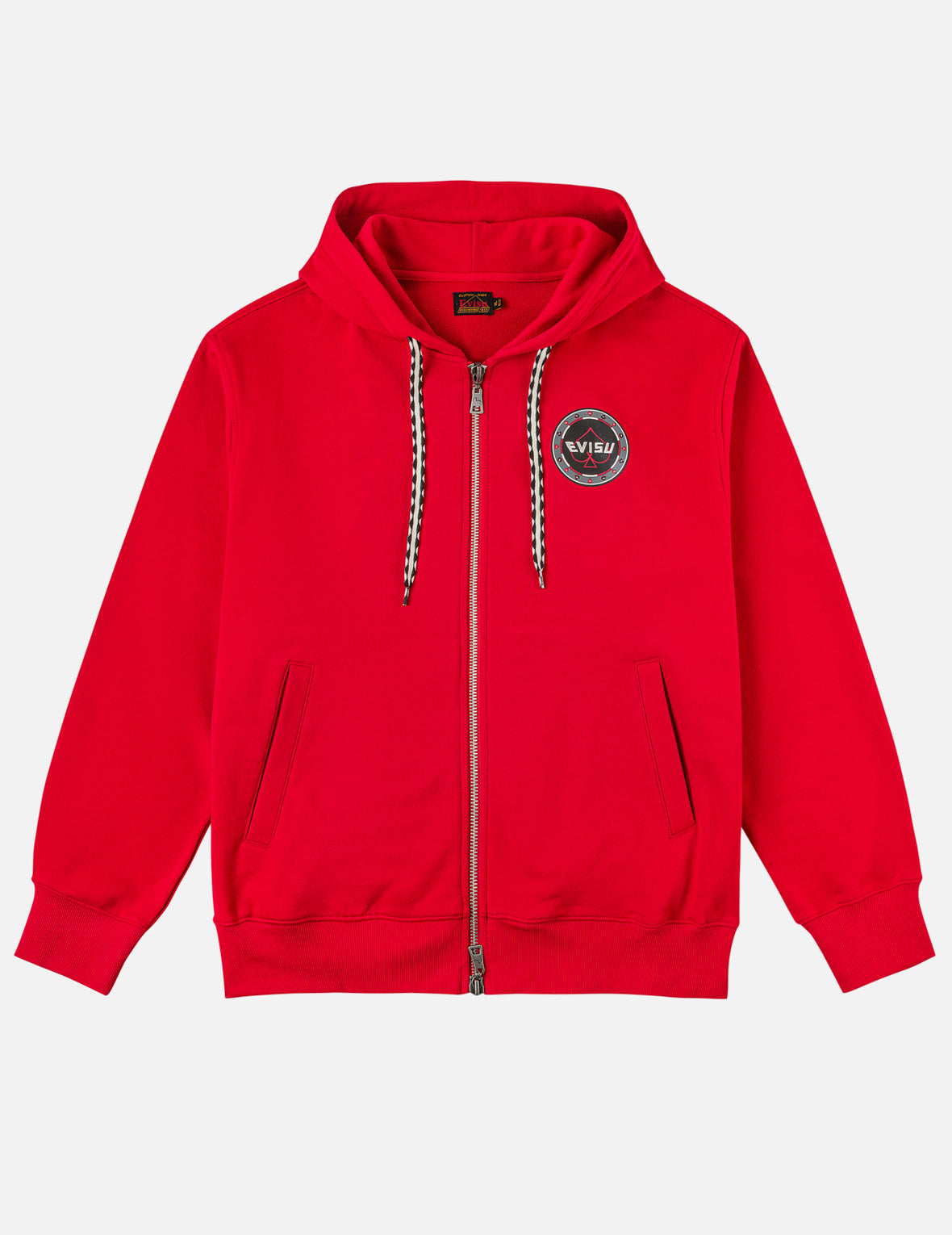 Poker Spade Embroidery Zip-up Hoodie - Red – EVISU