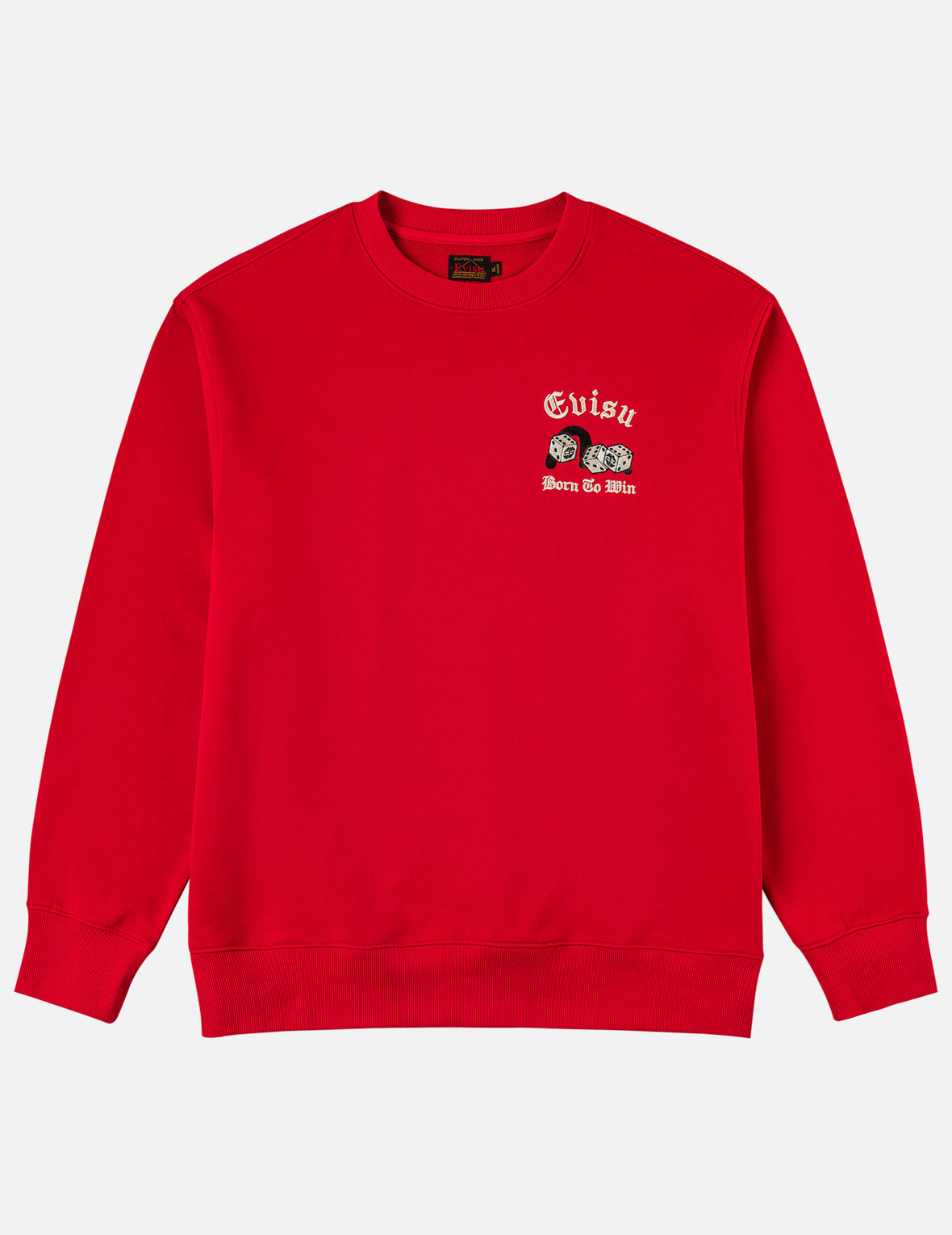キラリEVISU　赤　トレーナー ポーカーラッキーダイス刺繍 スウェットシャツ - レッド – EVISU