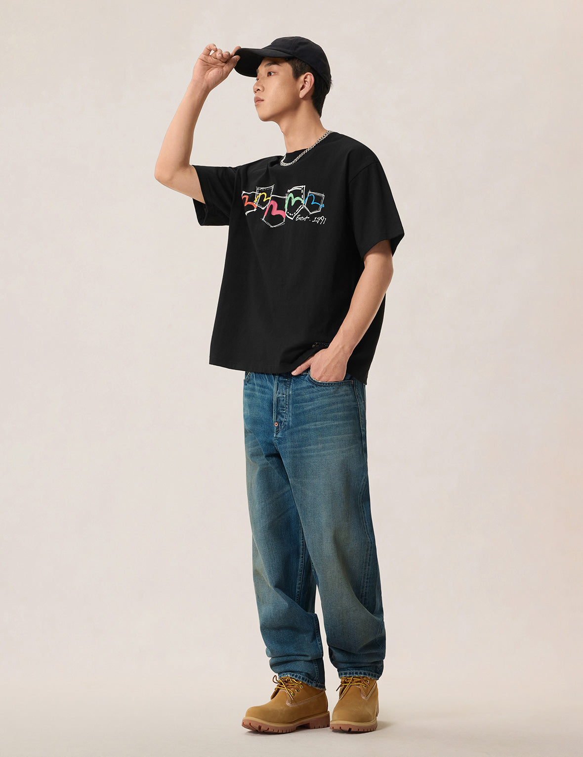 Hand-Drawn Multi-Pocket T-shirt