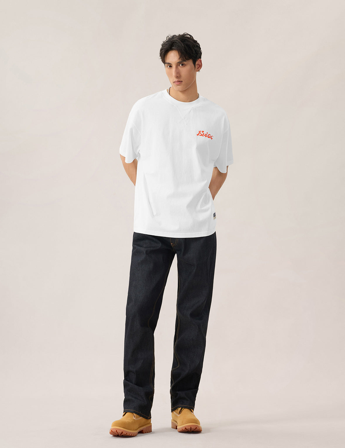 日本凧デニムパッチポケット Tシャツ
