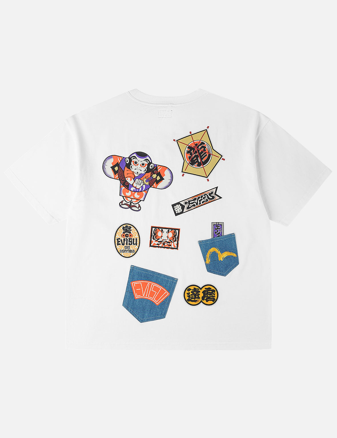 日本凧デニムパッチポケット Tシャツ