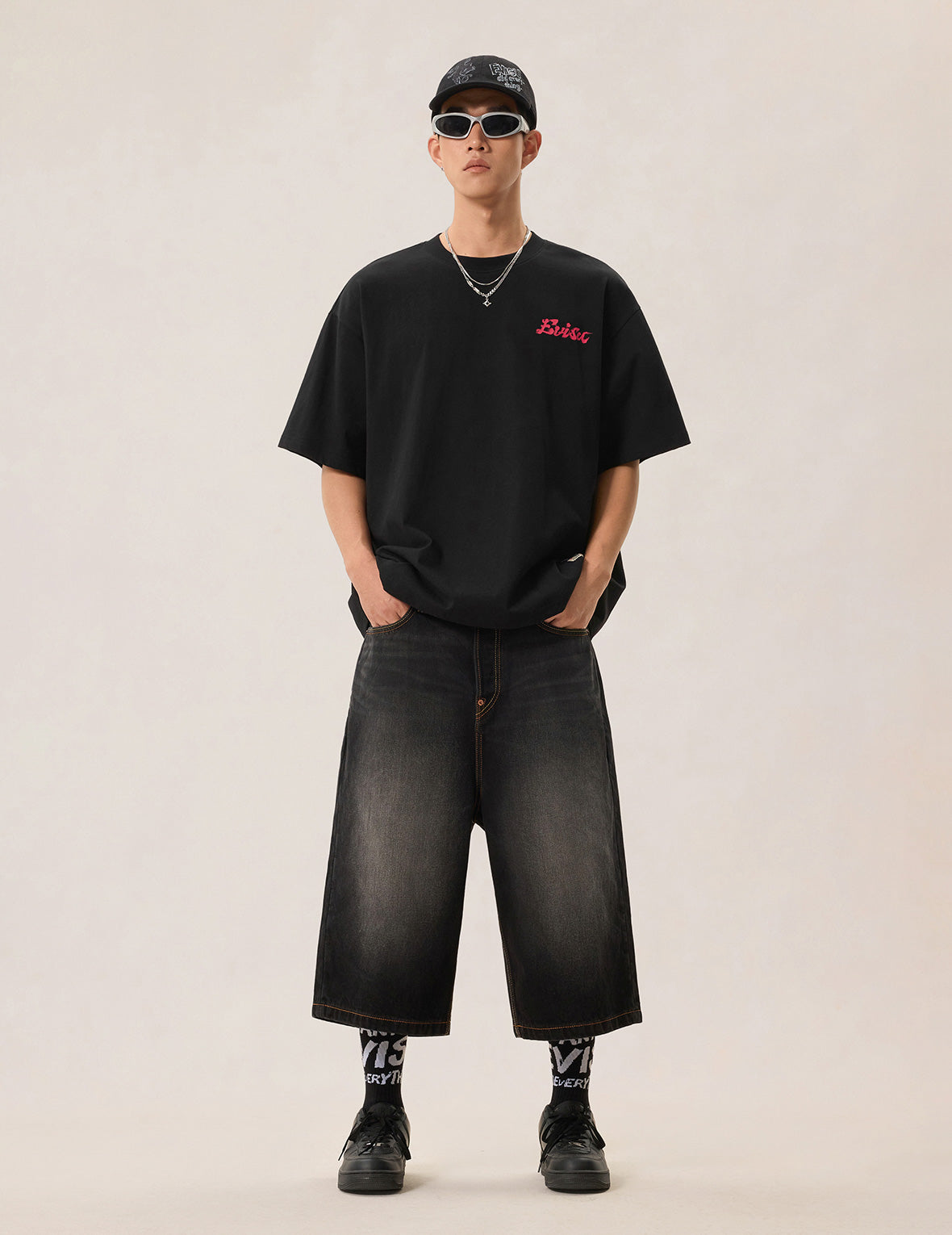 レオパードグリッドプリント Tシャツ