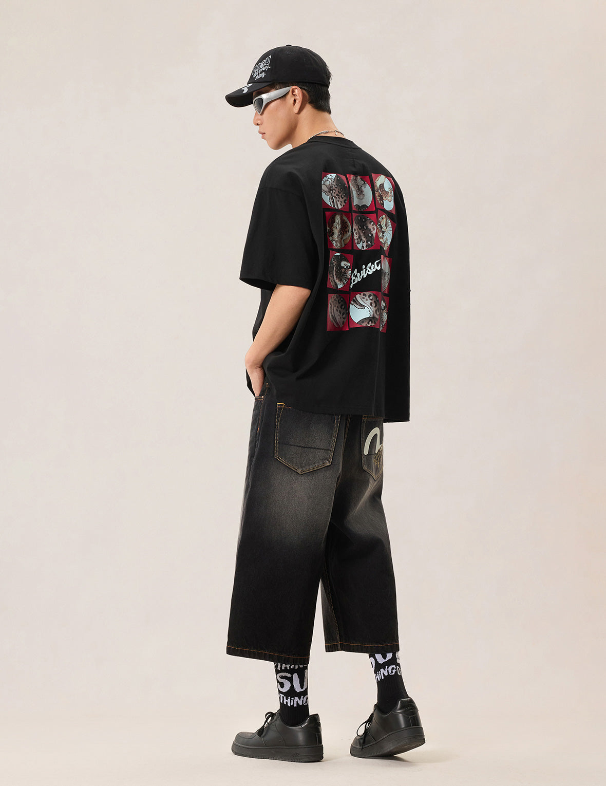 レオパードグリッドプリント Tシャツ