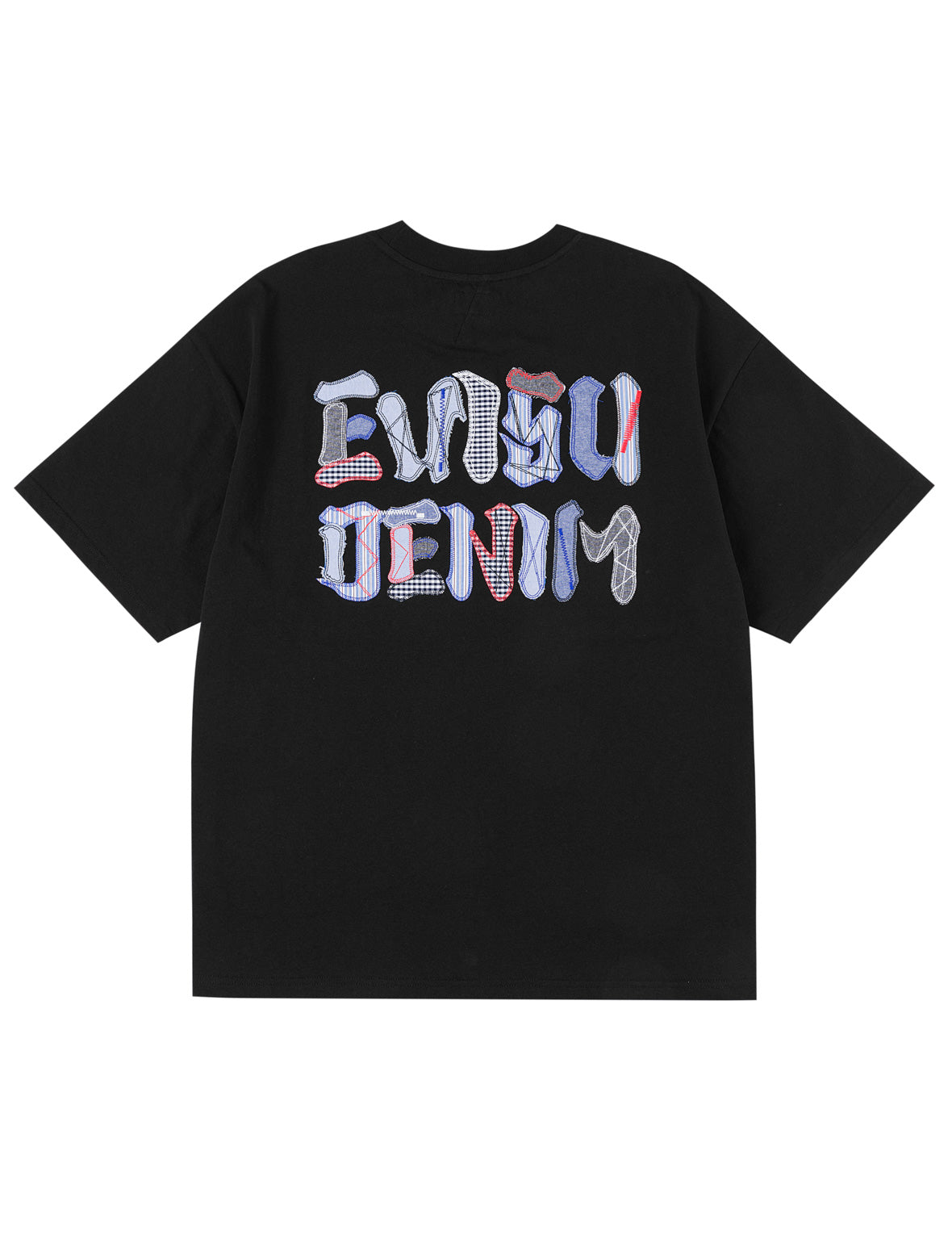 ファブリックミックスパッチワークカモメ＆ロゴアプリケTシャツ