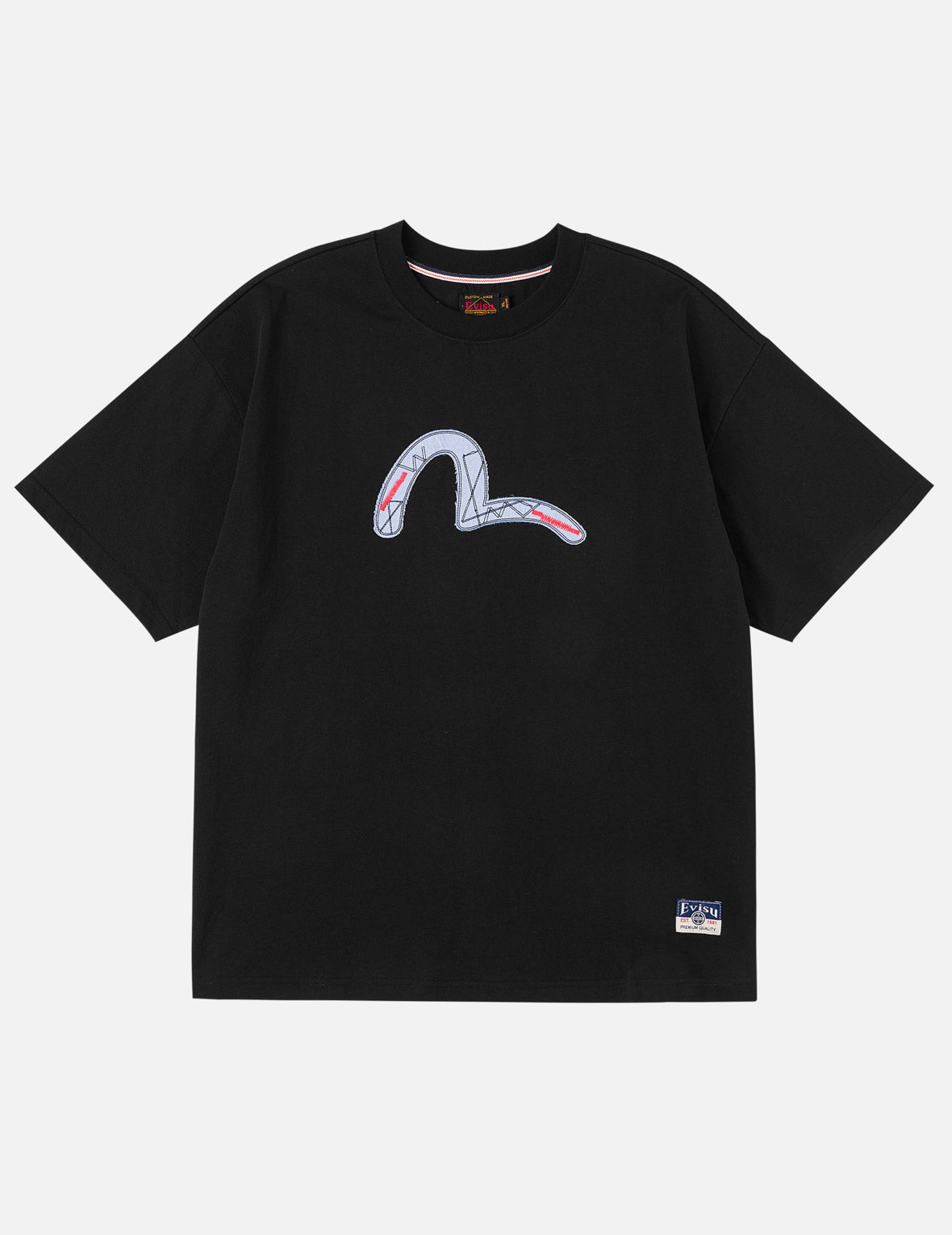ファブリックミックスパッチワークカモメ＆ロゴアプリケTシャツ