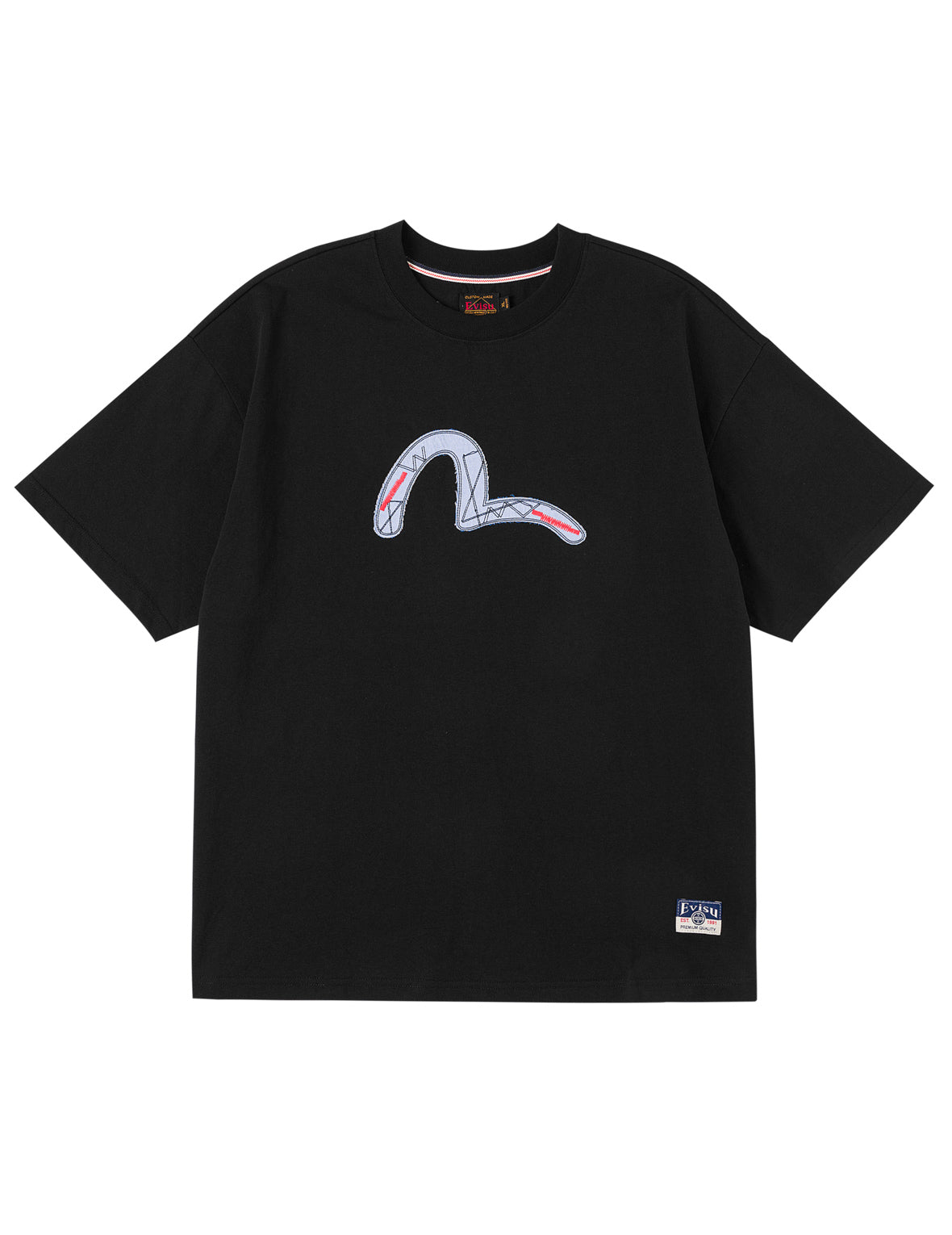 ファブリックミックスパッチワークカモメ＆ロゴアプリケTシャツ