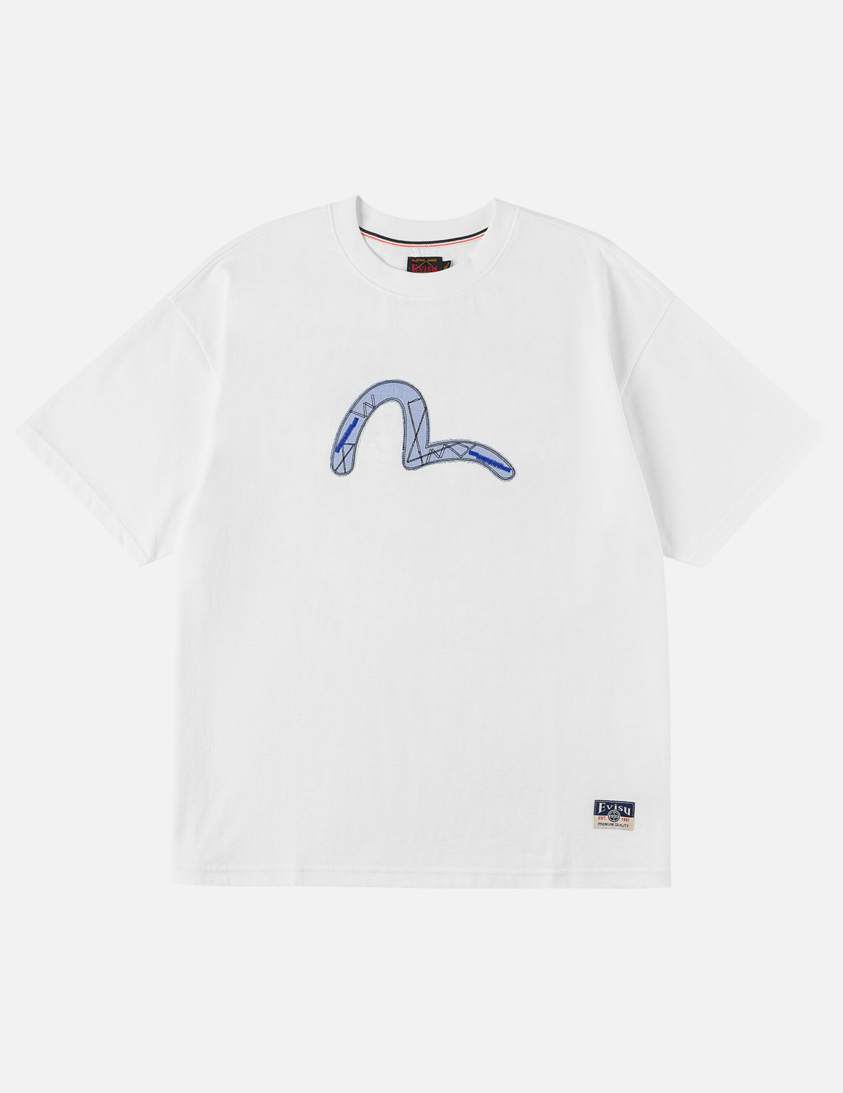 ファブリックミックスパッチワークカモメ＆ロゴアプリケTシャツ