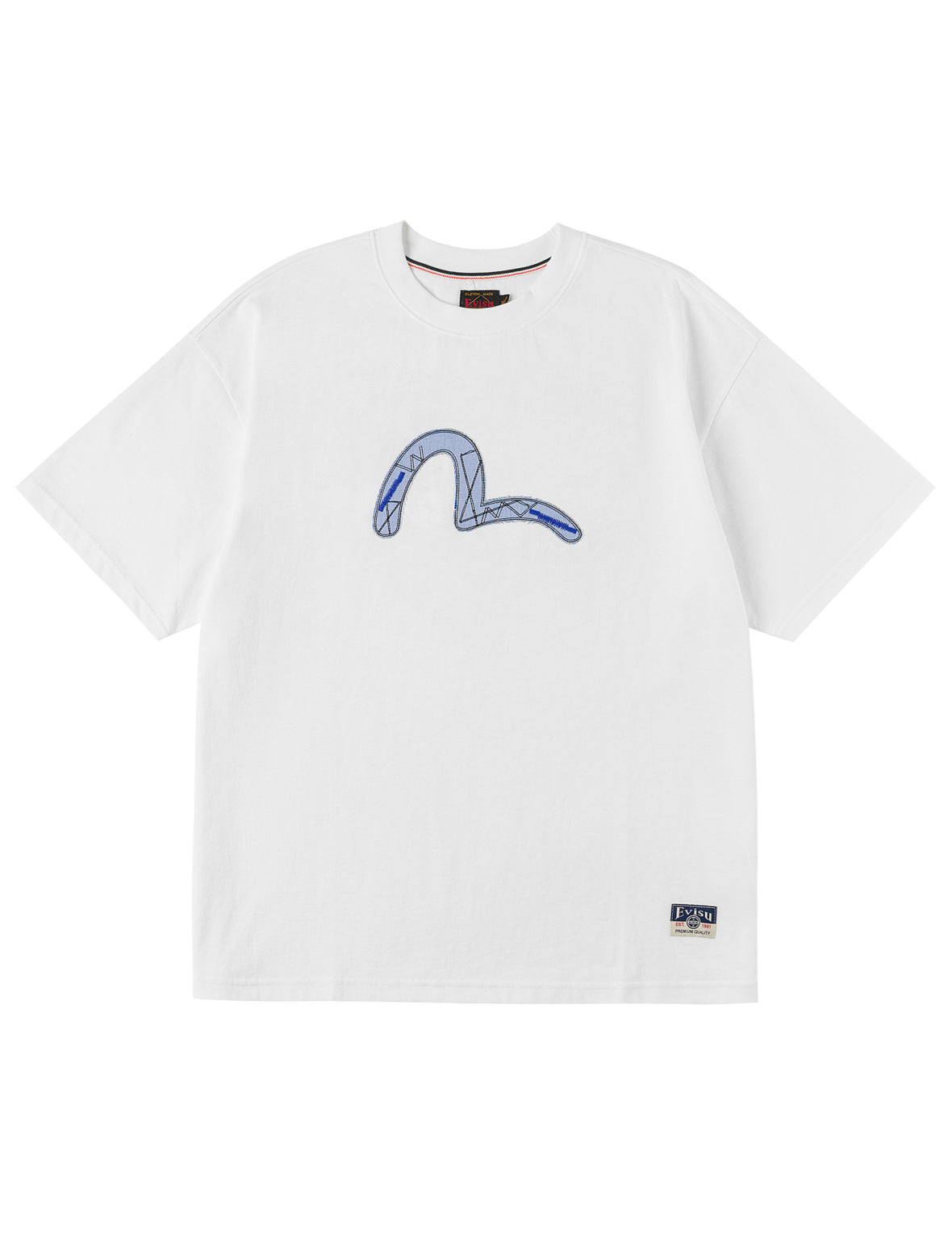 ファブリックミックスパッチワークカモメ＆ロゴアプリケTシャツ – EVISU