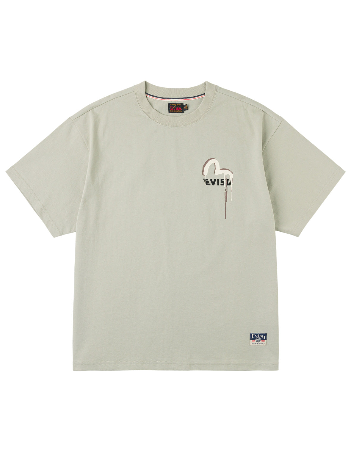 グラフィティロゴと仏頭プリントTシャツ