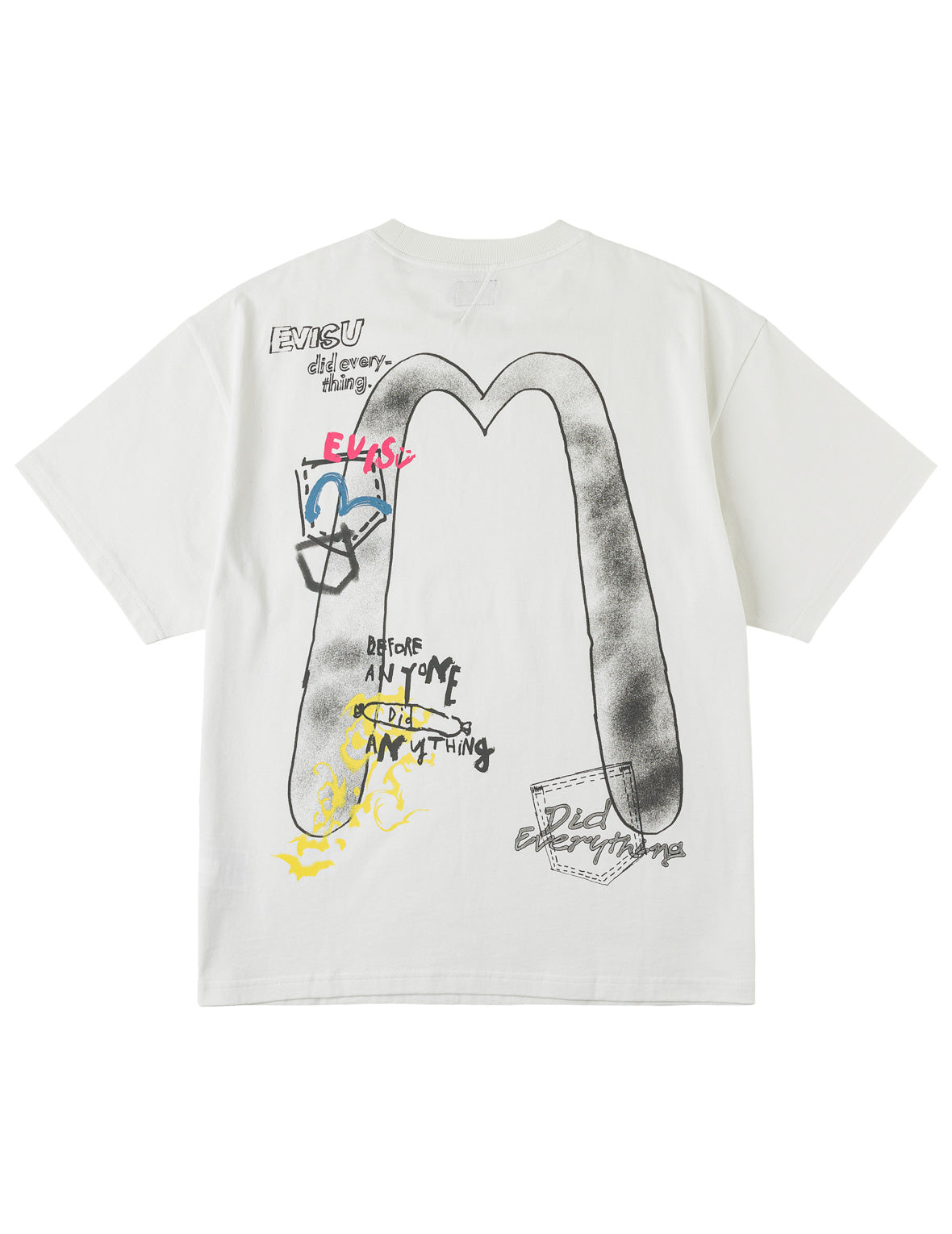 Hand-drawn Daicock and Multi-pocket Graffiti T-shirt