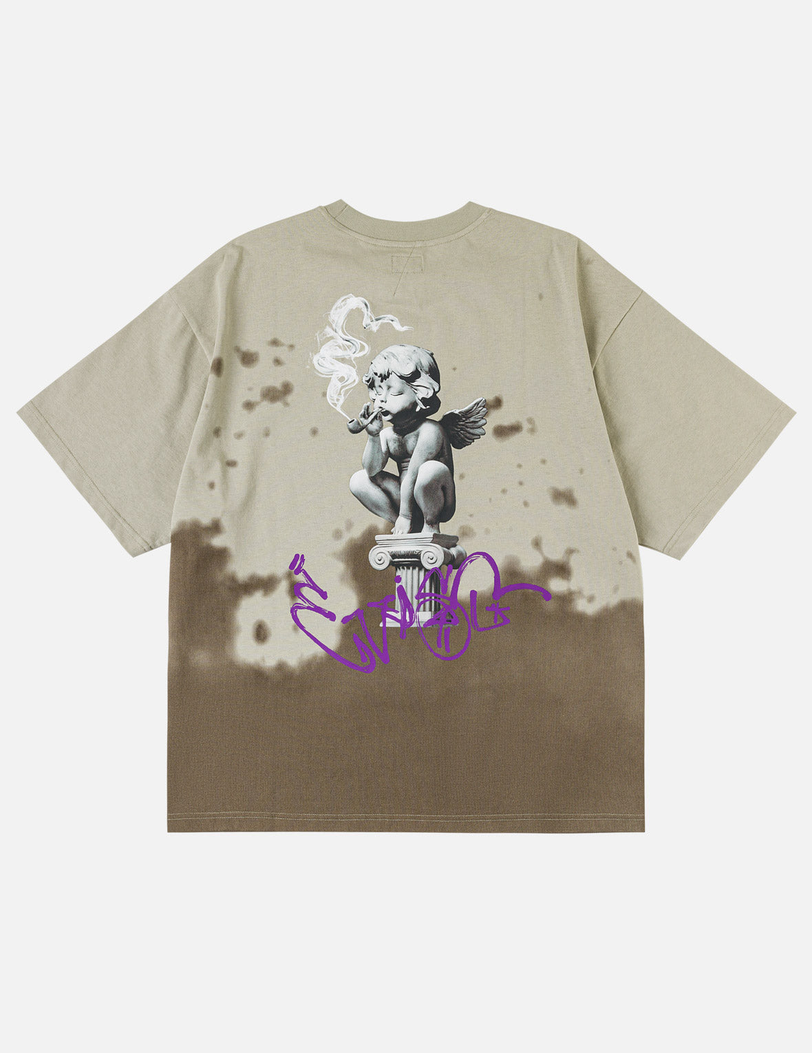 ベビーエンジェルとグラフィティプリントディップダイTシャツ