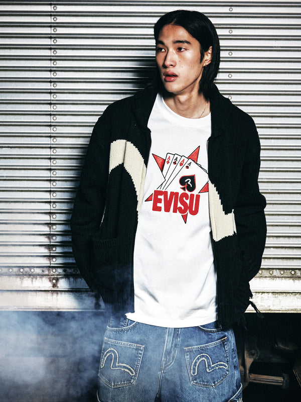 ポーカーエースとフロックドスター Tシャツ - ホワイト – EVISU