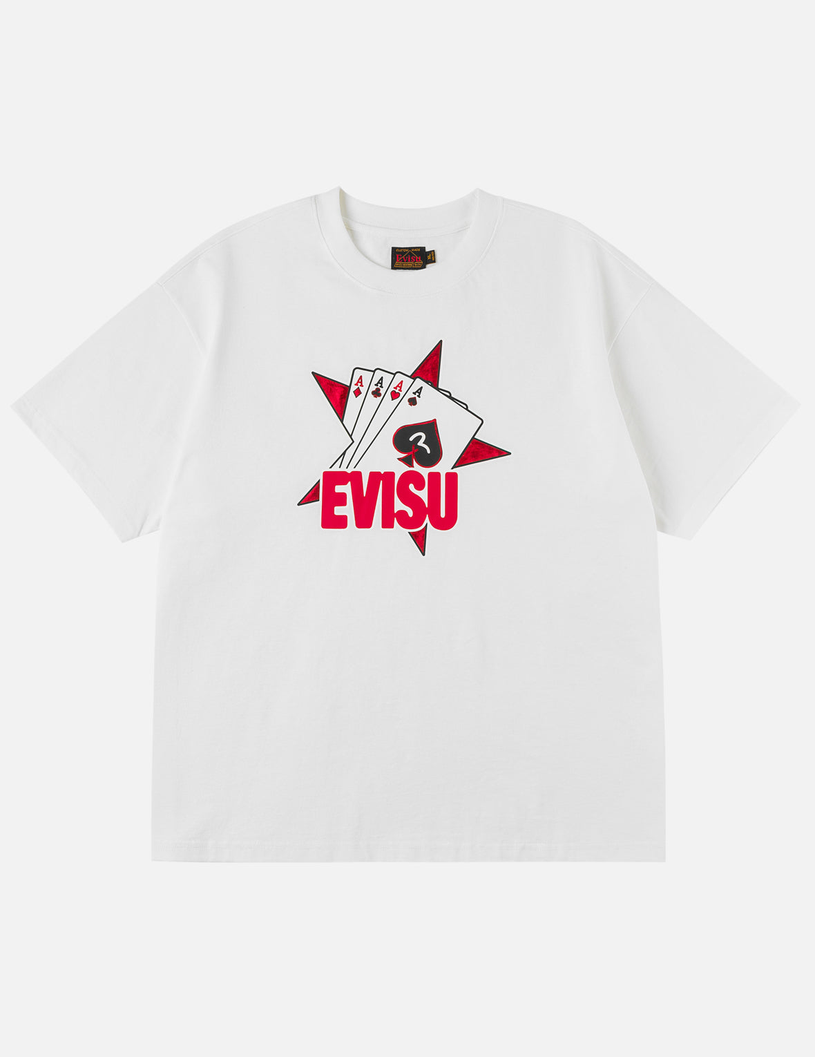 ポーカーエースとフロックドスター Tシャツ - ホワイト – EVISU