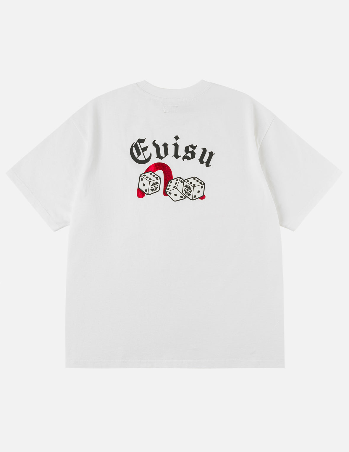 ポーカーラッキーダイスとフロックドカモメ Tシャツ - ホワイト – EVISU