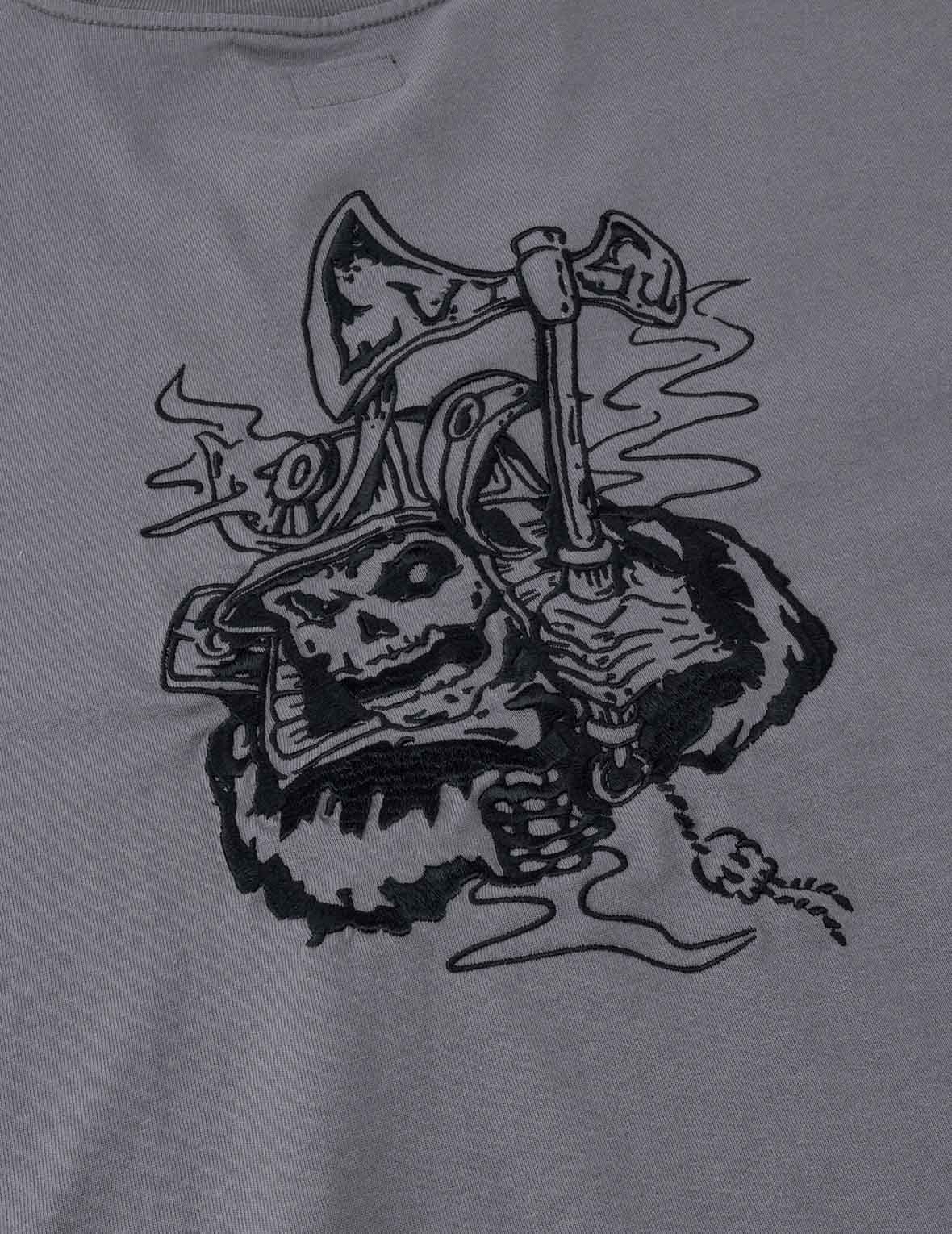 スカル侍刺繍 Tシャツ