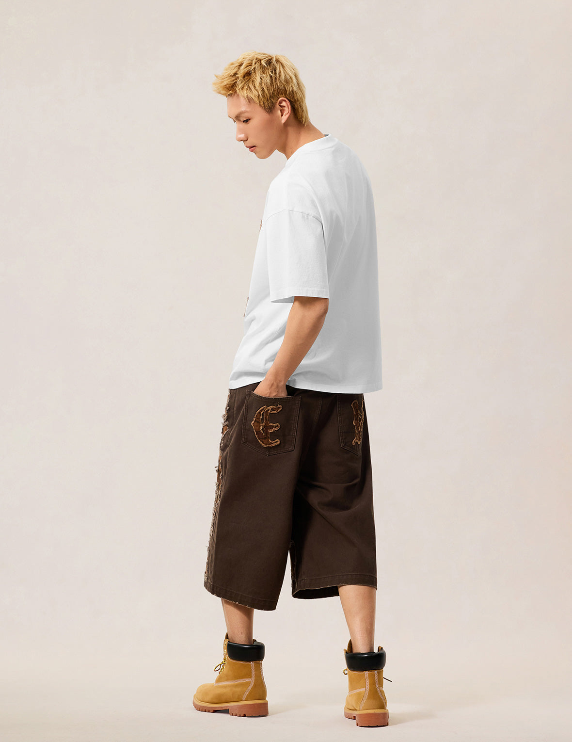 ディストレスド石垣迷彩アップリケロゴ Tシャツ