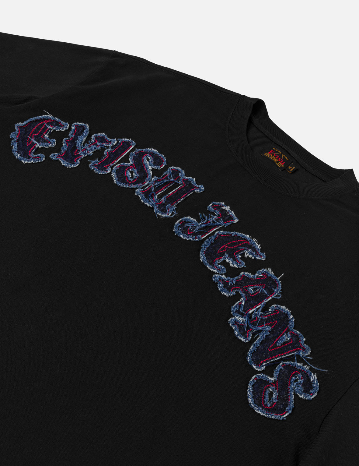 EVISU JEANSロゴディストレスドTシャツ