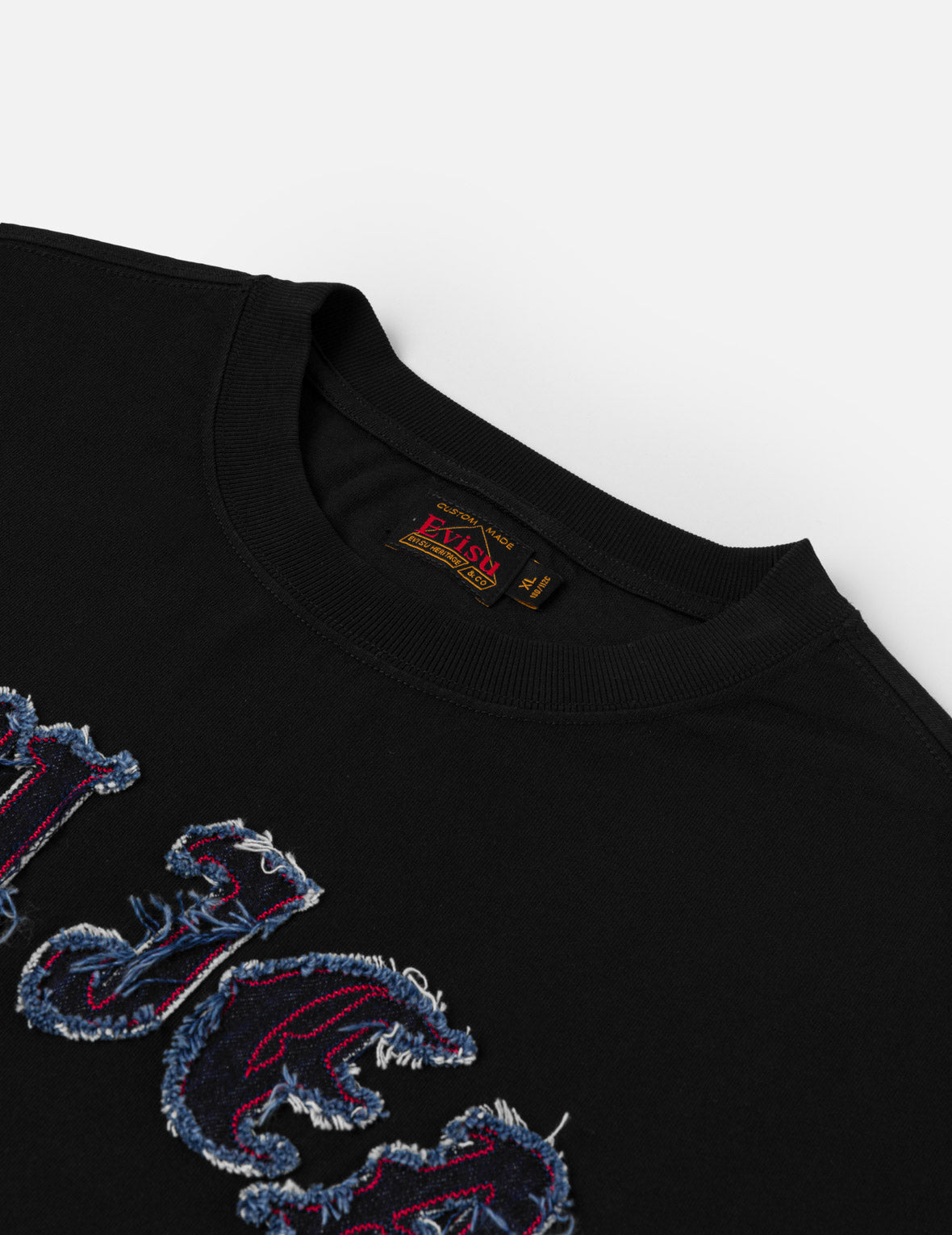 EVISU JEANSロゴディストレスドTシャツ