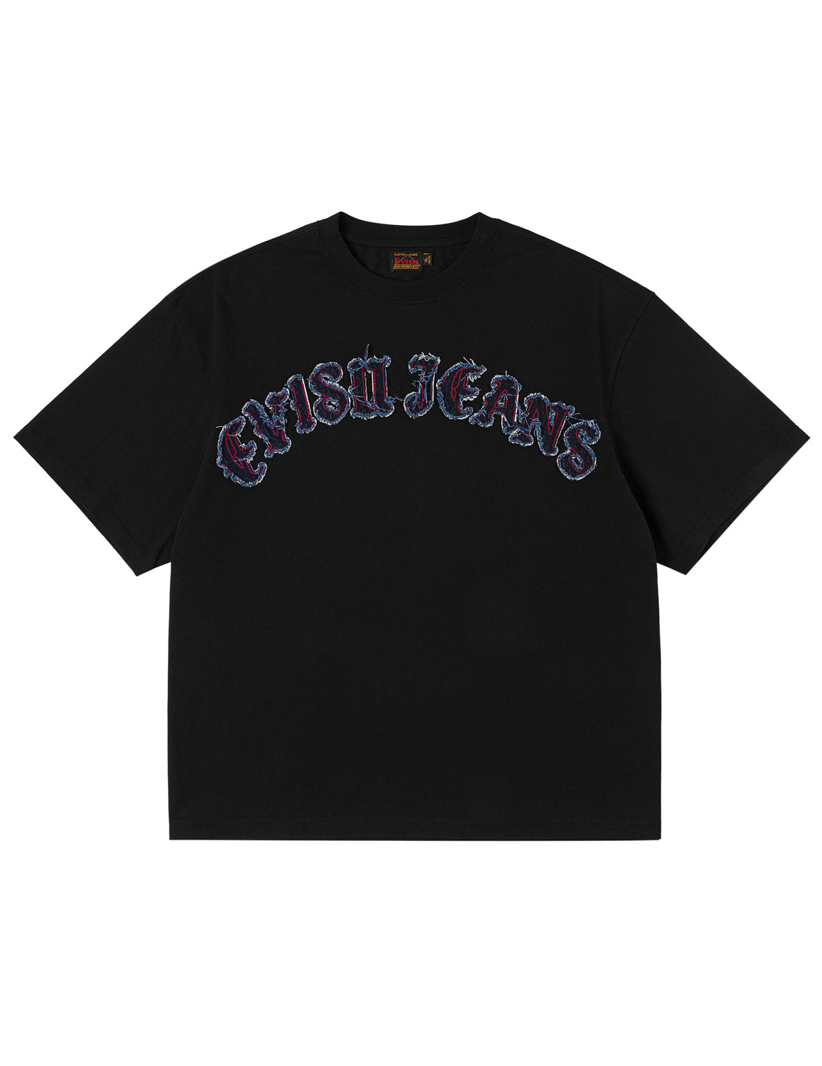 EVISU JEANSロゴディストレスドTシャツ