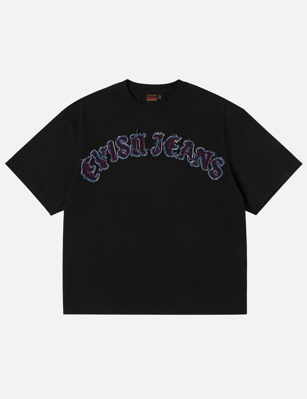 EVISU JEANSロゴディストレスドTシャツ