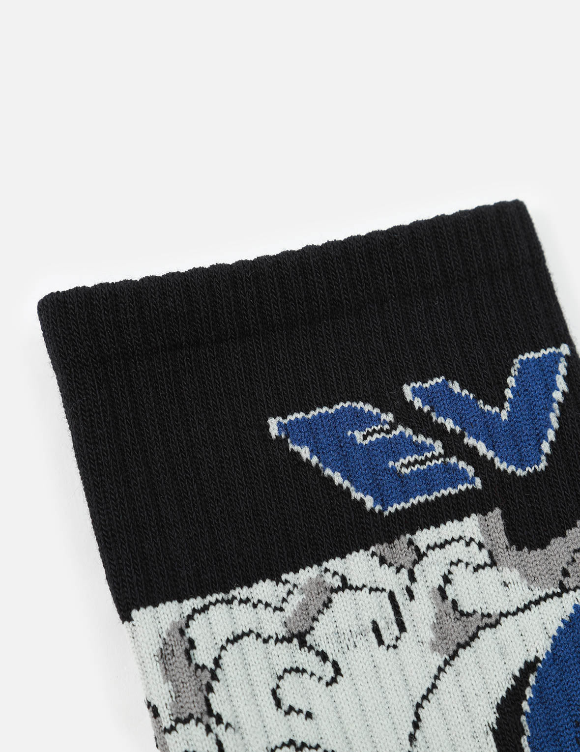 Sea Wave and Logo Jacquard Long Socks