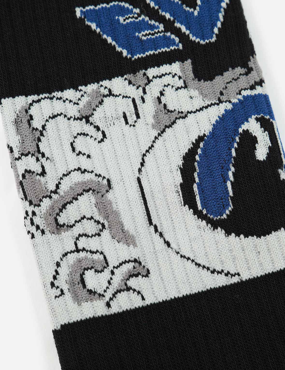 Sea Wave and Logo Jacquard Long Socks