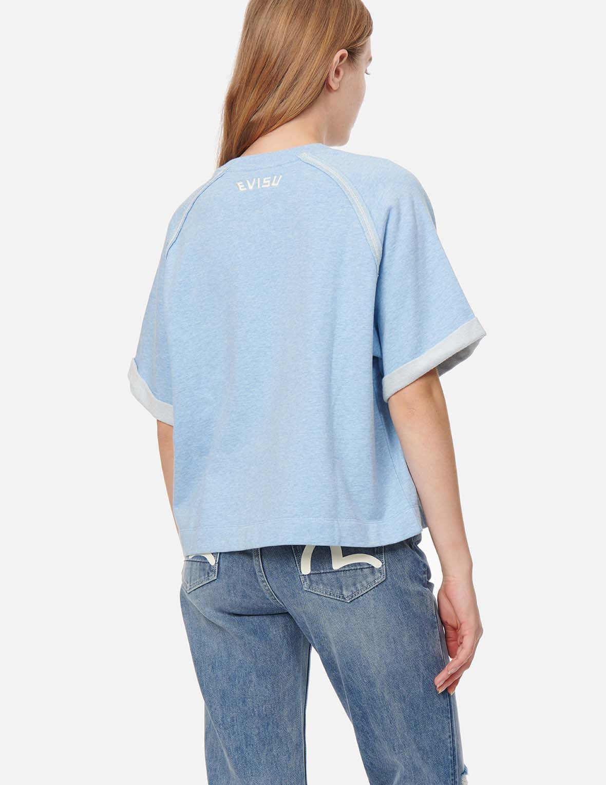 Seagull and Logo Embroidery Cropped Sweatshirt