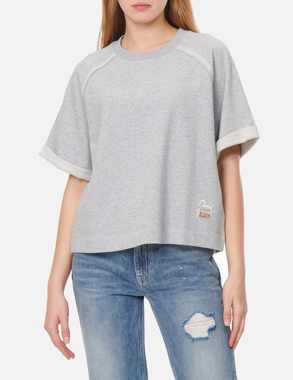 Seagull and Logo Embroidery Cropped Sweatshirt