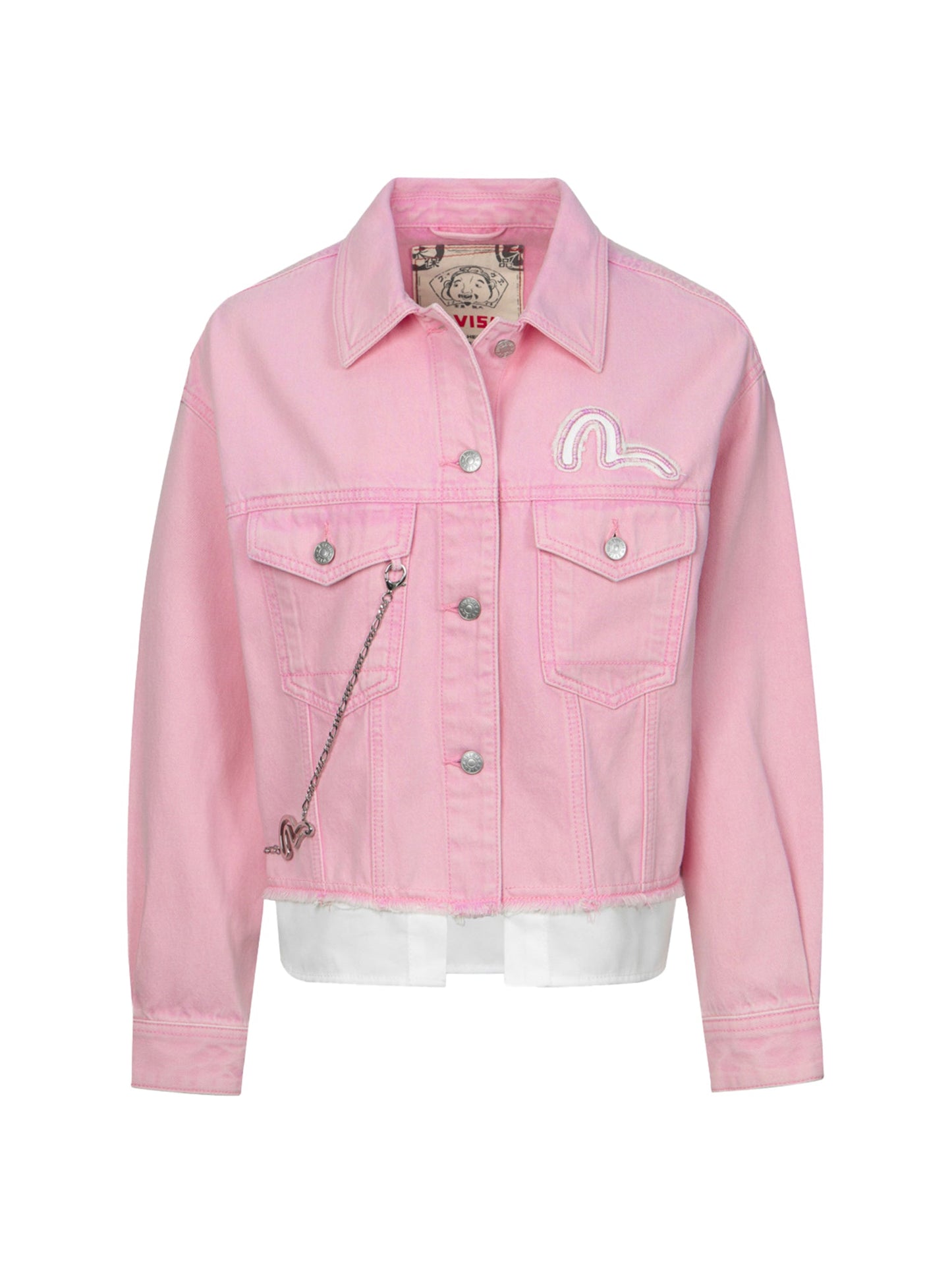 Seagull Applique Embroidery Mock 2-In-1 Fashion fit Denim Jacket