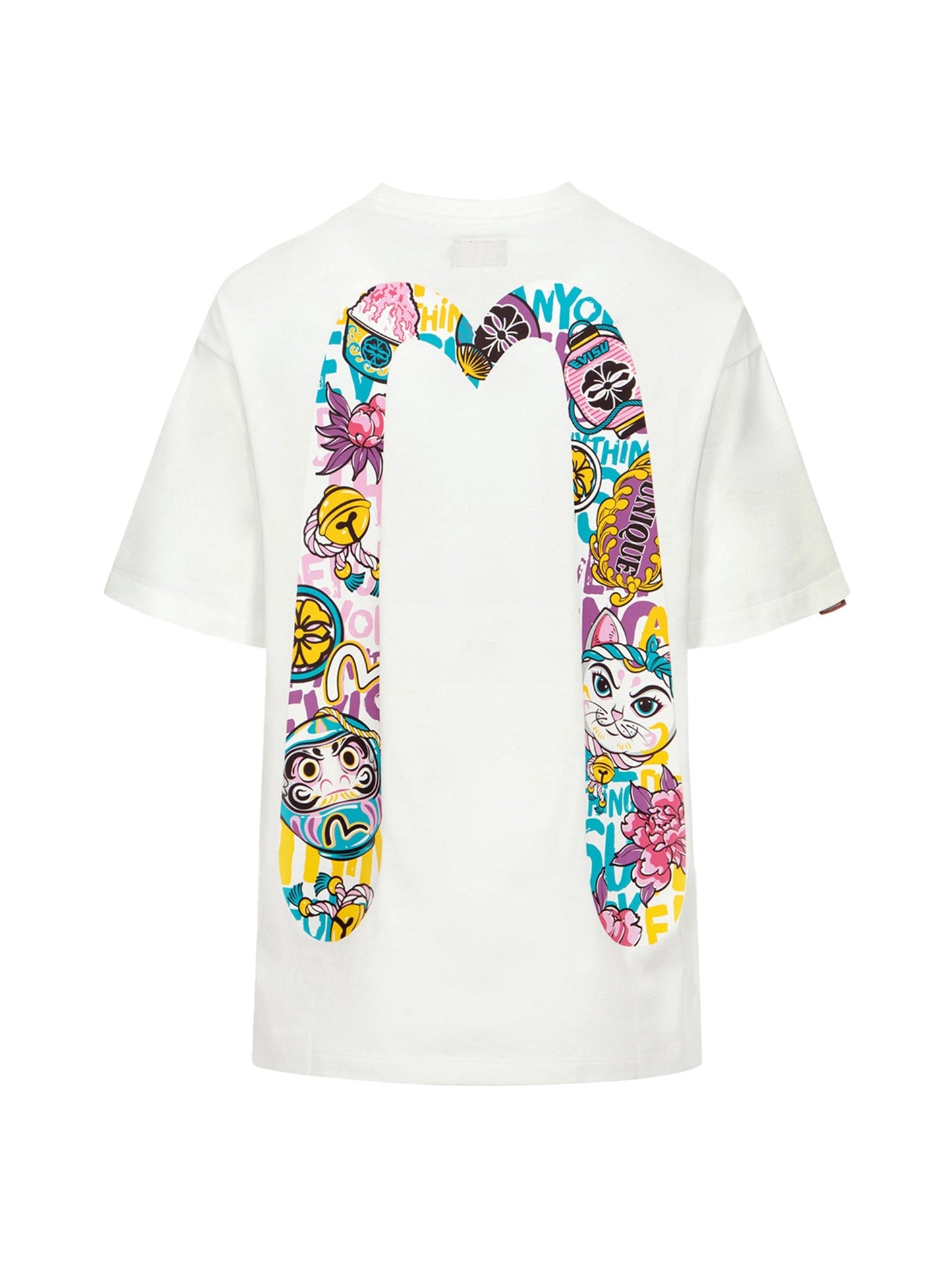 Daruma and Fortune Cat Print Daicock Oversized T-shirt