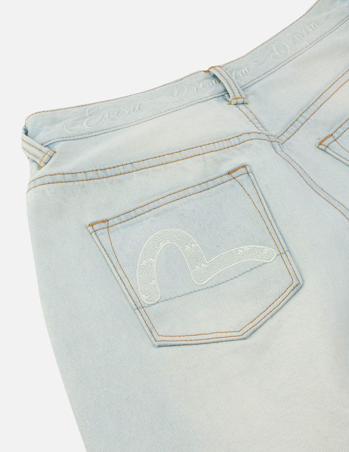 Seagull and Text Embroidery Baggy Jeans