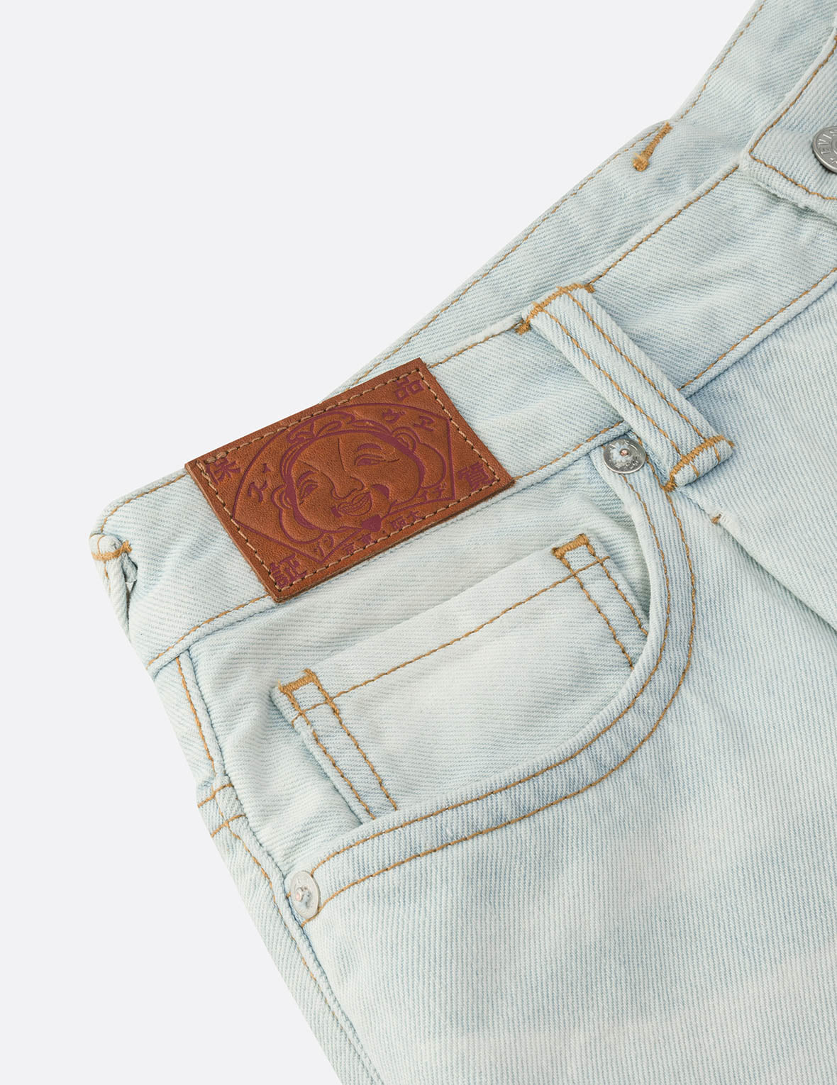 Seagull and Text Embroidery Baggy Jeans