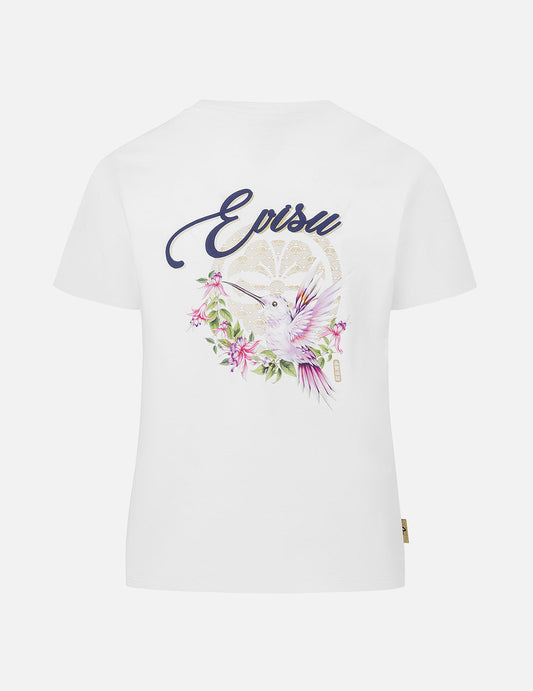 ハチドリ＆マグノリアプリント レギュラーフィット Tシャツ