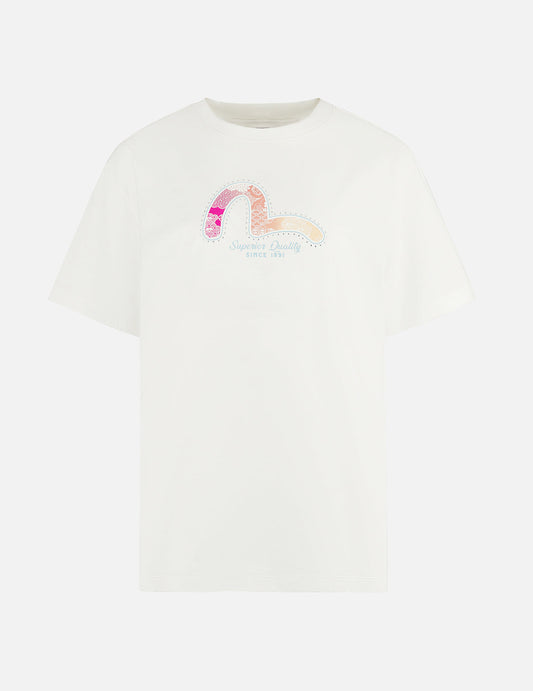 カモメ箔プリント ボーイフレンド Tシャツ