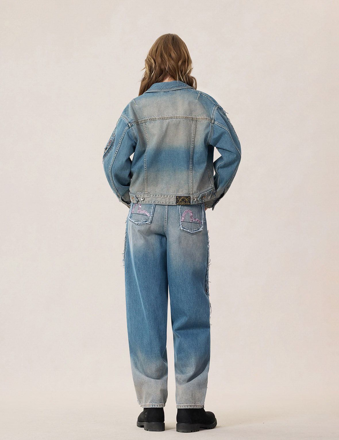 ブロケードパネル デニムジャケット