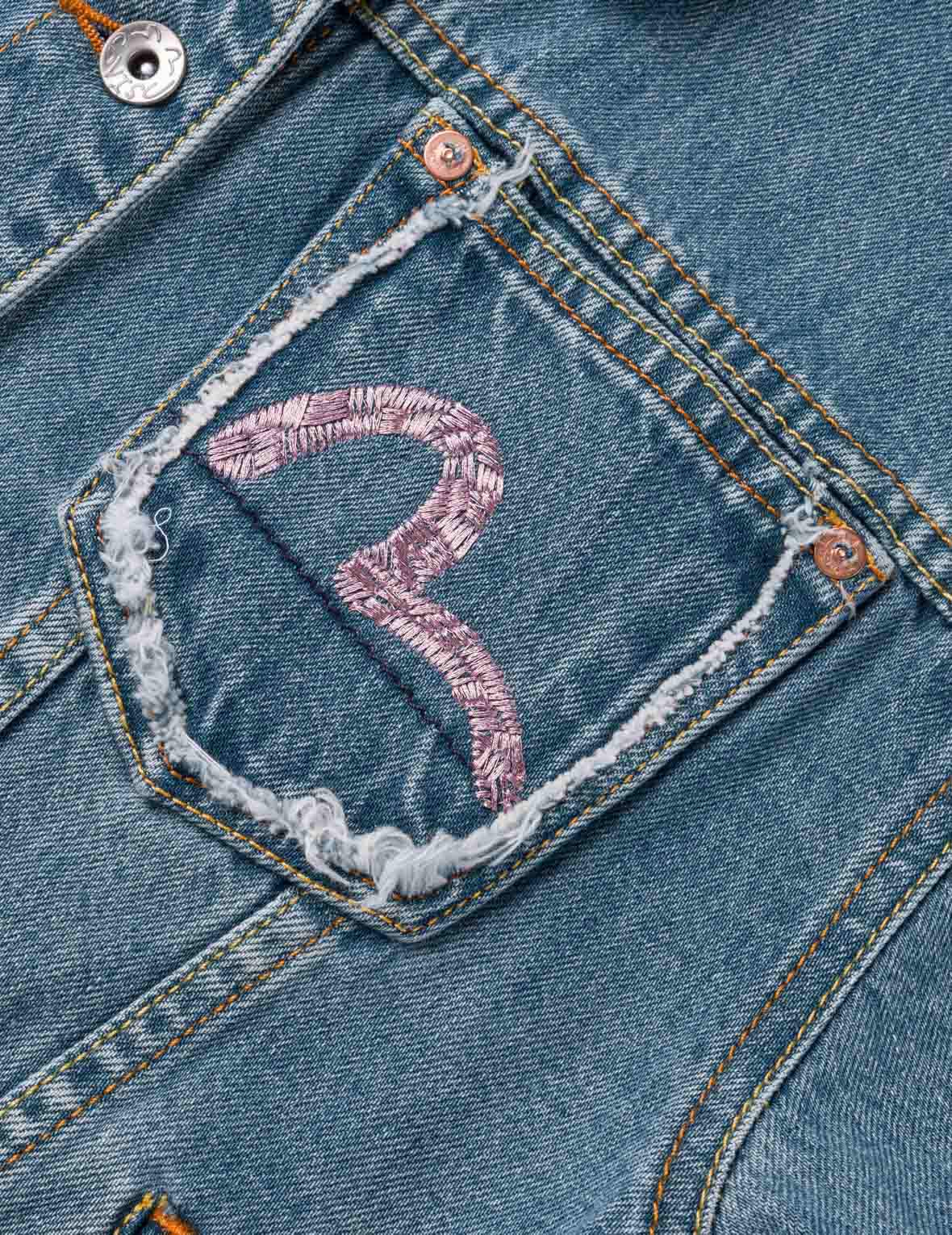 ブロケードパネル デニムジャケット