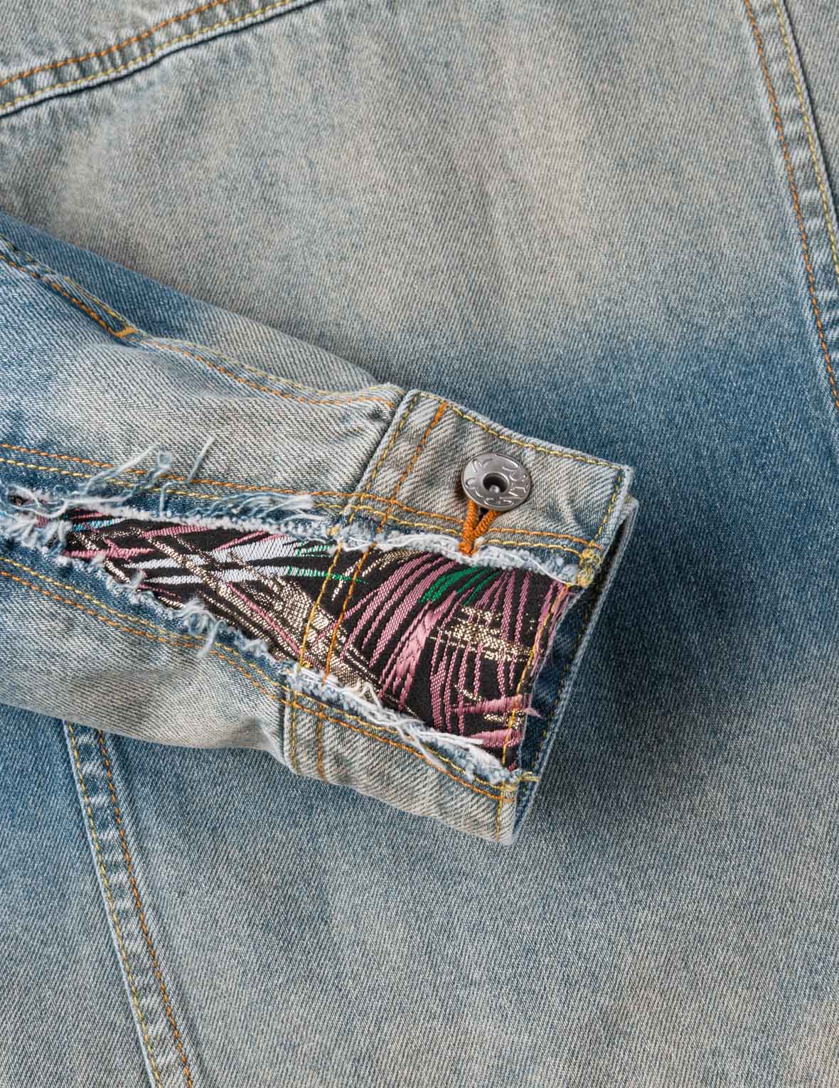 ブロケードパネル デニムジャケット