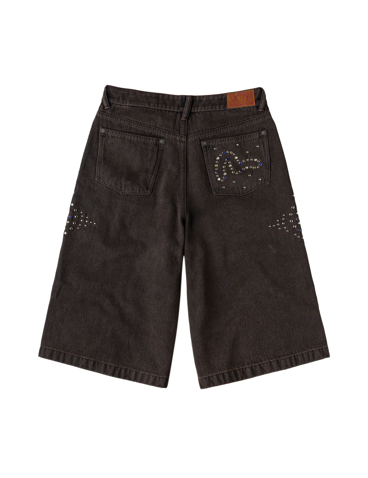 Graphic Rhinestones Denim Shorts