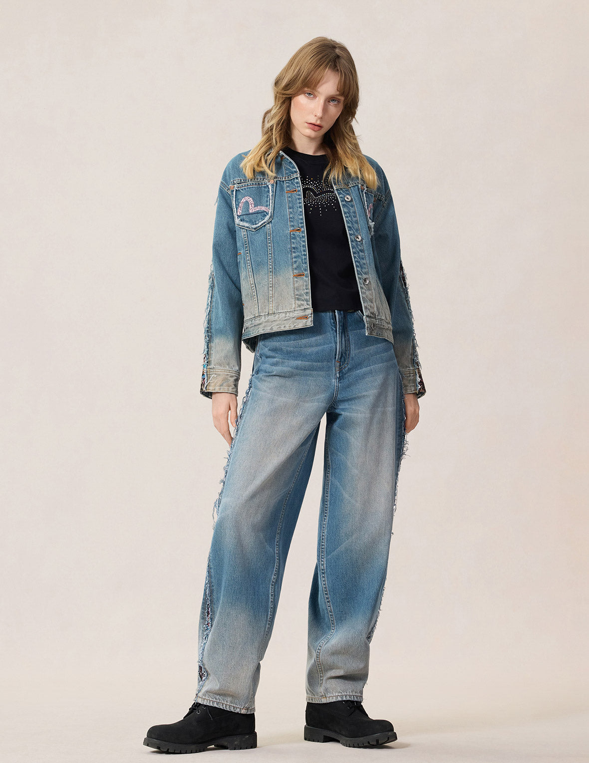 ブロケードパッチワーク バルーンジーンズ