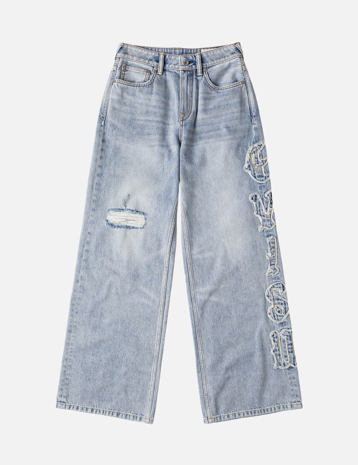 EVISU 24インチ　デニム EVISUアップリケ ディストレスドジーンズ