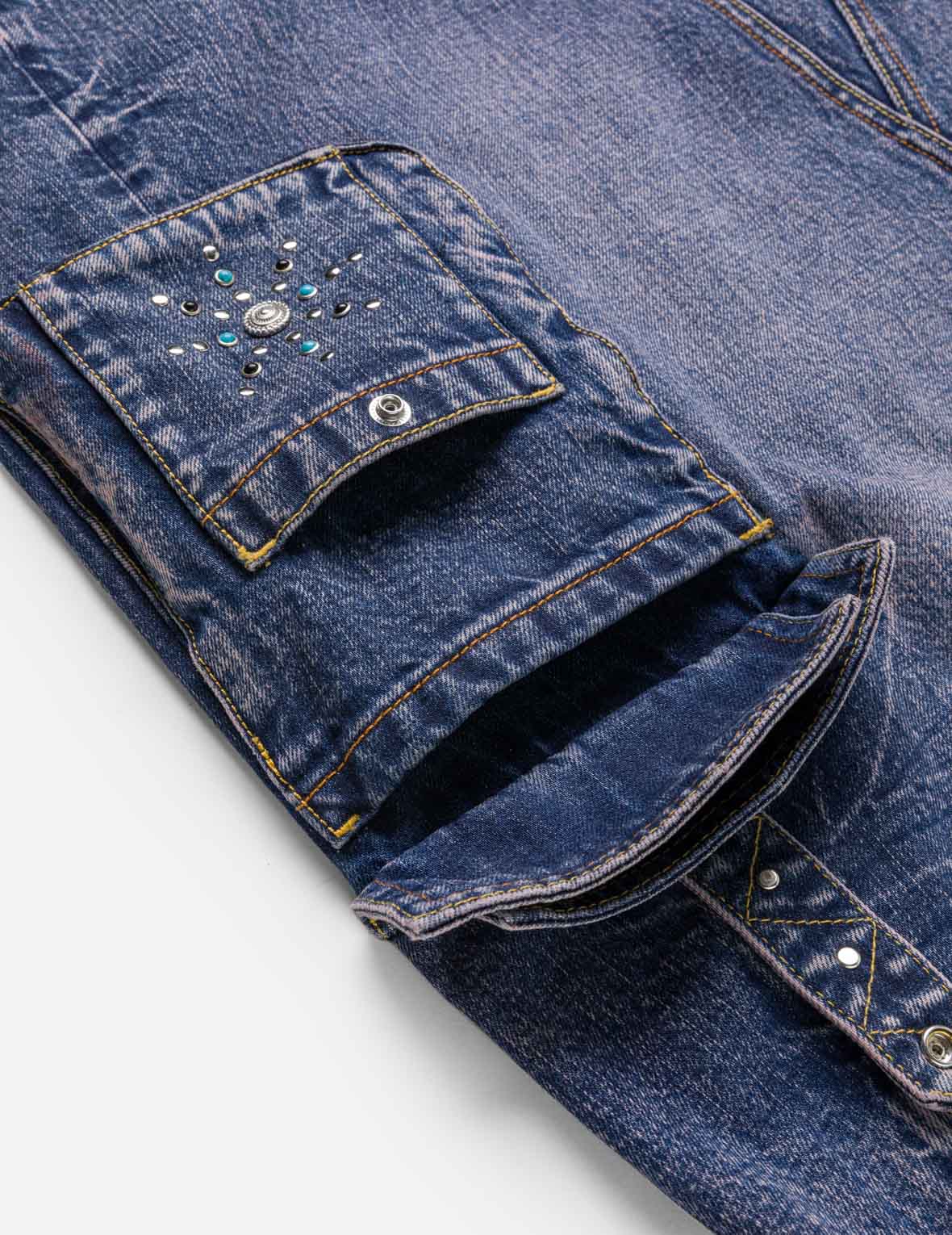 スタッズデニム カーゴスカート – EVISU