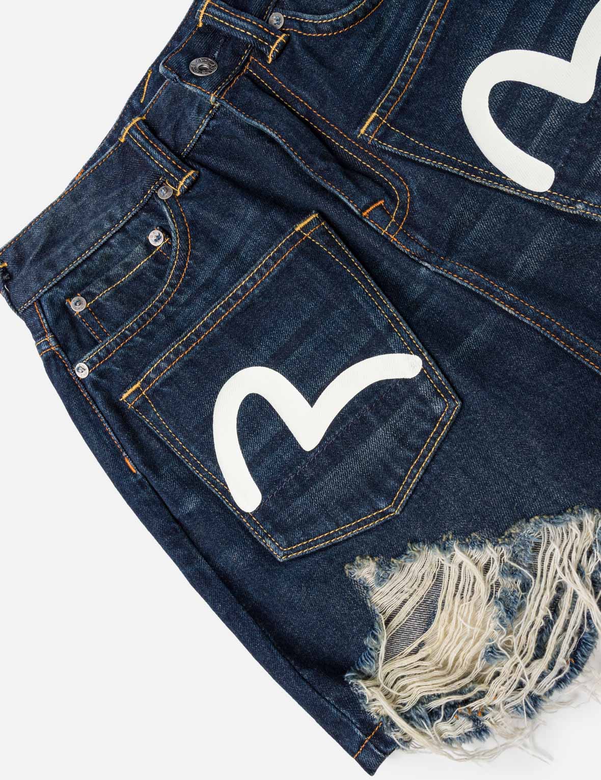 （良品）EVISU デニムポーチ カモメプリント インディゴ 小物入れ EVISU エヴィス ポーチ 小物 赤耳 セルビッチ デニム インディゴ NANO